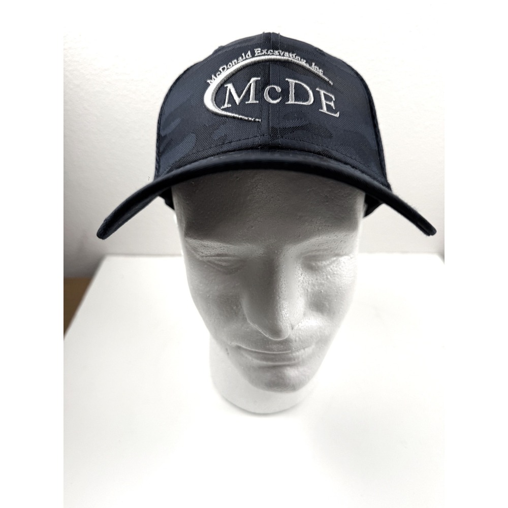 New Era 39THIRTY McDonald Excavating Blue Camo Mesh Stretch Fit Hat Large-XLarge - Picture 2 of 8